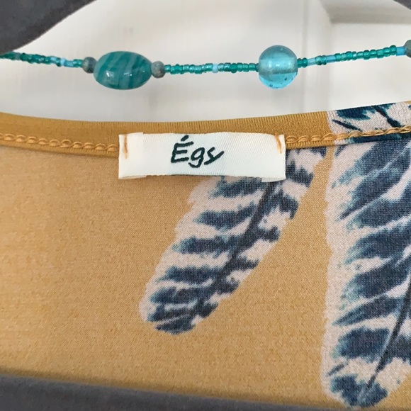 Mustard swing dress size small- feather print - Picture 3 of 3